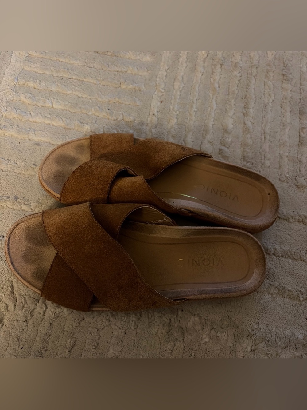 Hayden Women's Brown Crisscross Suede Slide Sandals